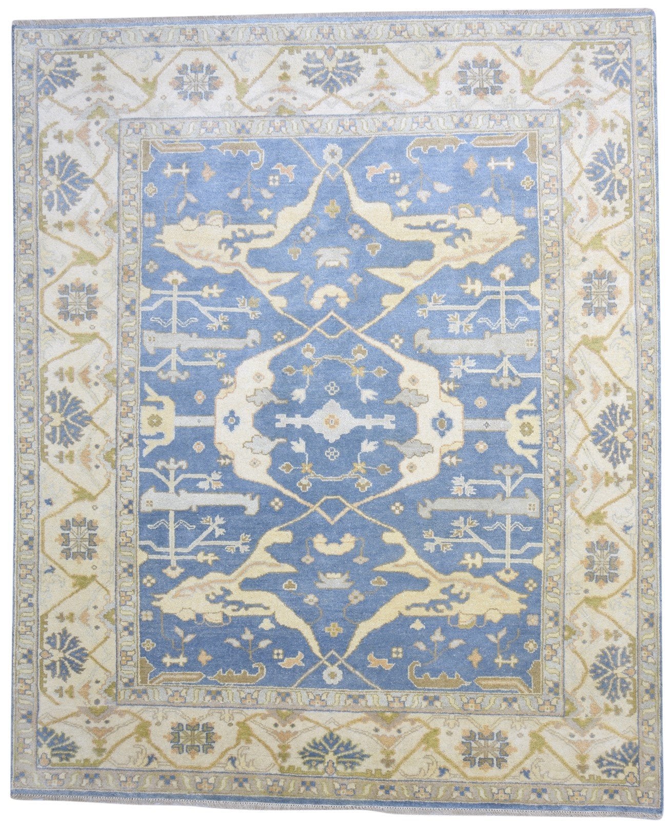 Wool Blue Rug 8' X 10' Persian Hand Knotted Oushak Oriental Large Carpet   7864184635541