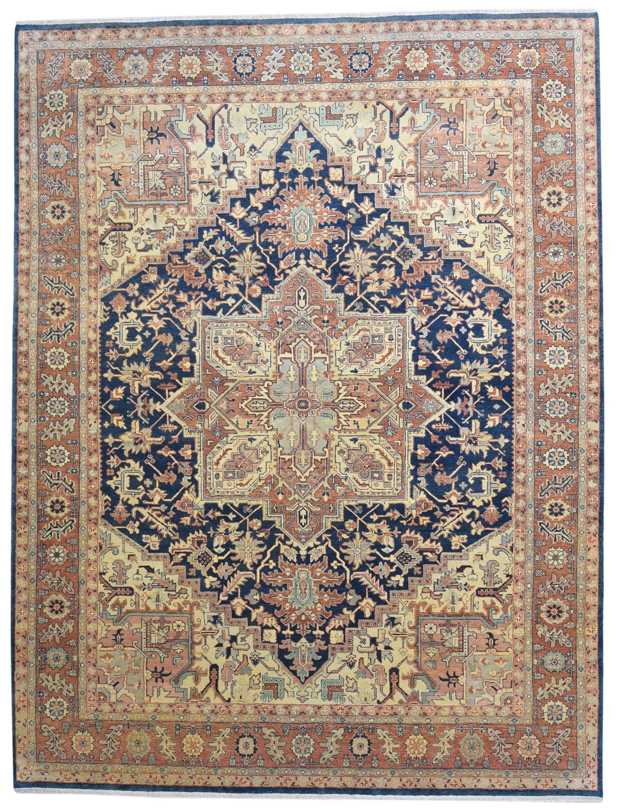 Wool Blue Rug 9' X 11' Persian Hand Knotted Heriz-Indian Oriental Large Carpet   7864218288277