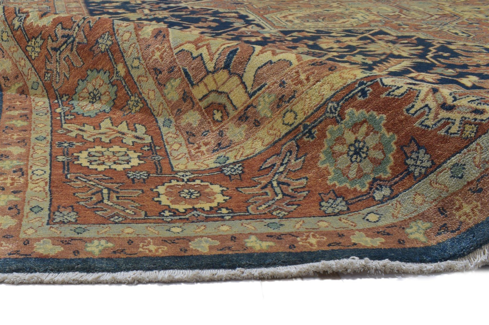 Wool Blue Rug 9' X 11' Persian Hand Knotted Heriz-Indian Oriental Large Carpet   7864218288277