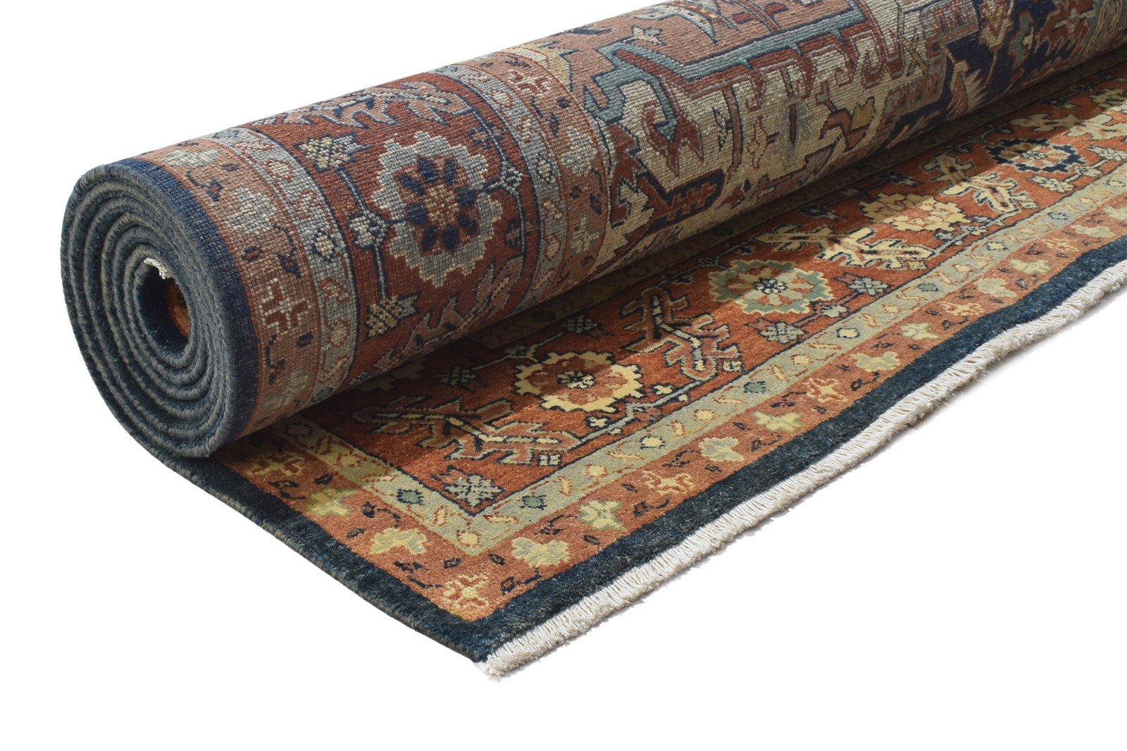 Wool Blue Rug 9' X 11' Persian Hand Knotted Heriz-Indian Oriental Large Carpet   7864218288277