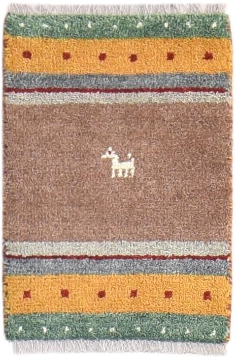 Wool Brown Rug 1' X 2' Southwestern Hand Knotted Gabbeh Striped Small Carpet   7865083166869
