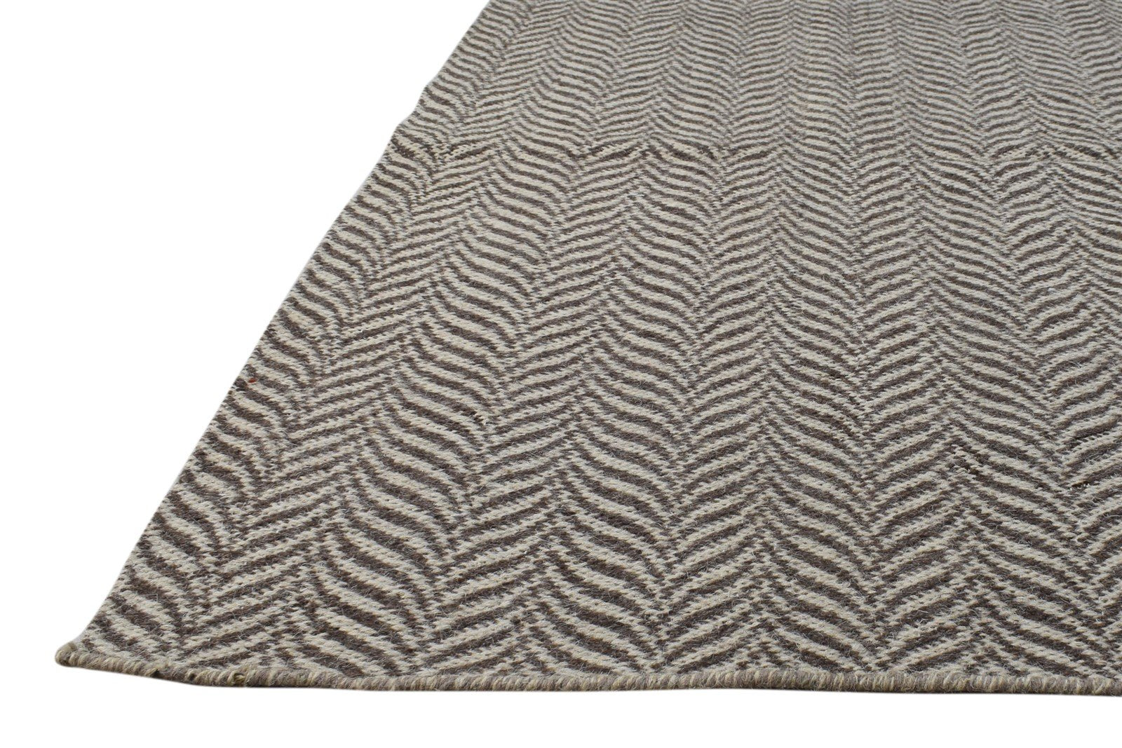 Wool Brown Rug 2' X 4' Modern Dhurrie Scandinavian Floral Small Carpet   7865186713749