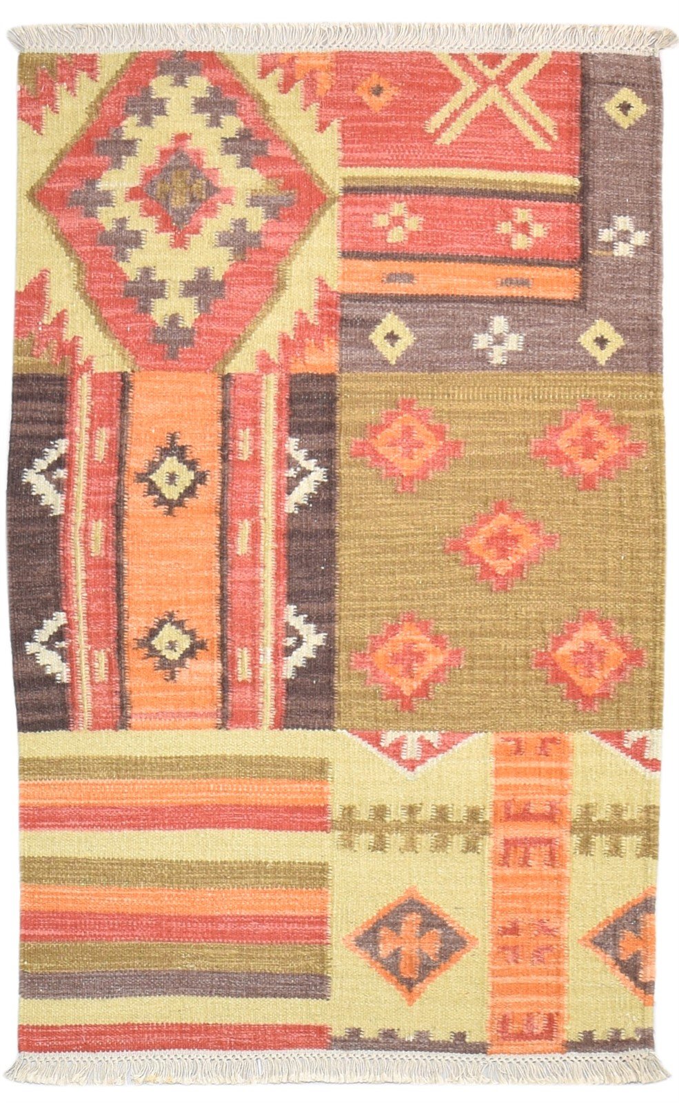 Wool Brown Rug 3' X 5' Persian Dhurrie Southwestern Oriental Room Size Carpet   7864984371349