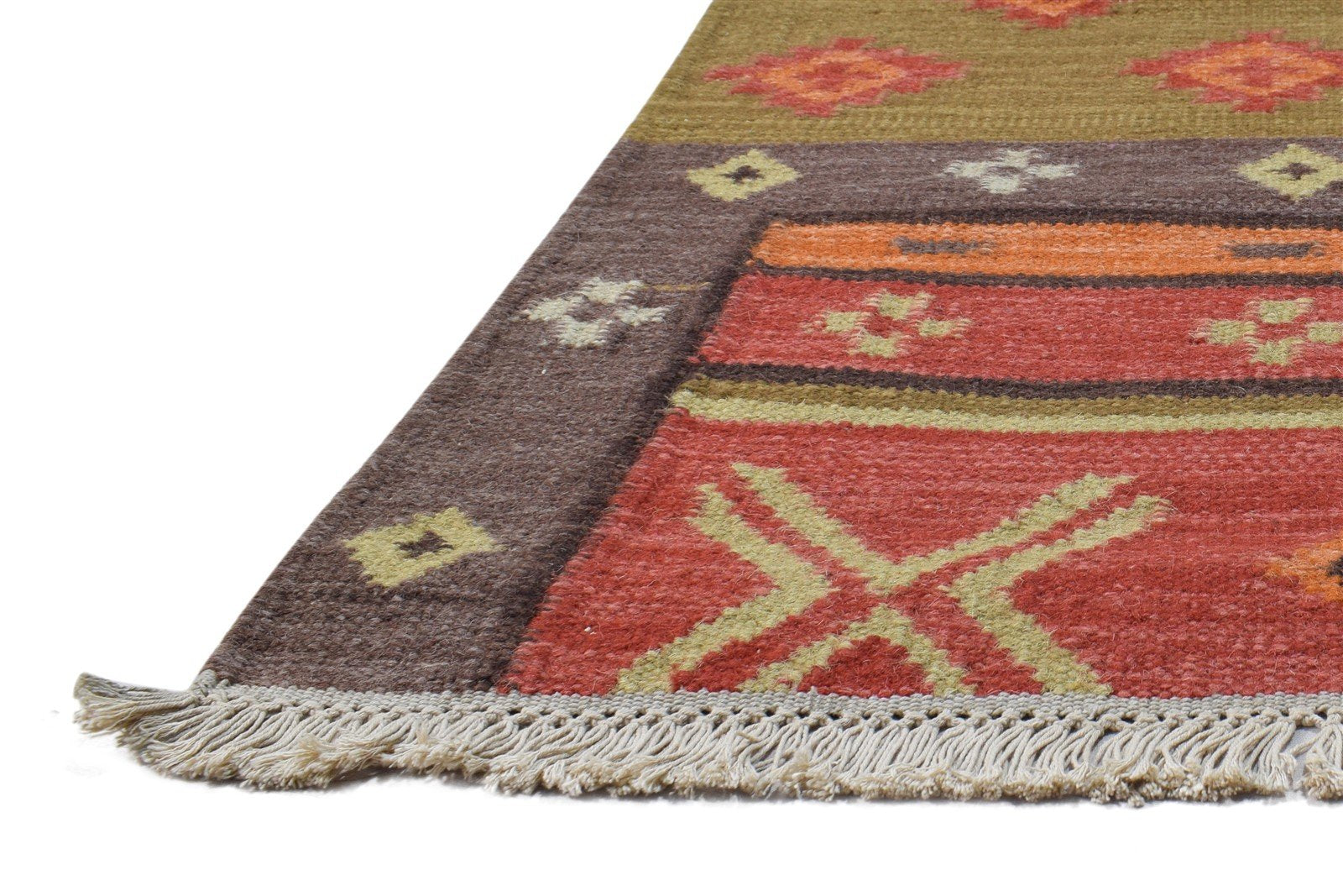 Wool Brown Rug 3' X 5' Persian Dhurrie Southwestern Oriental Room Size Carpet   7864984371349
