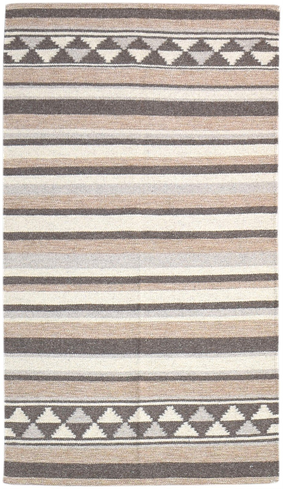 Wool Brown Rug 3' X 5' Tribal Dhurrie American Southwestern Room Size Carpet   7864670224533