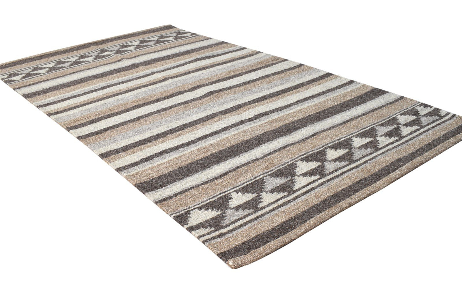 Wool Brown Rug 3' X 5' Tribal Dhurrie American Southwestern Room Size Carpet   7864670224533