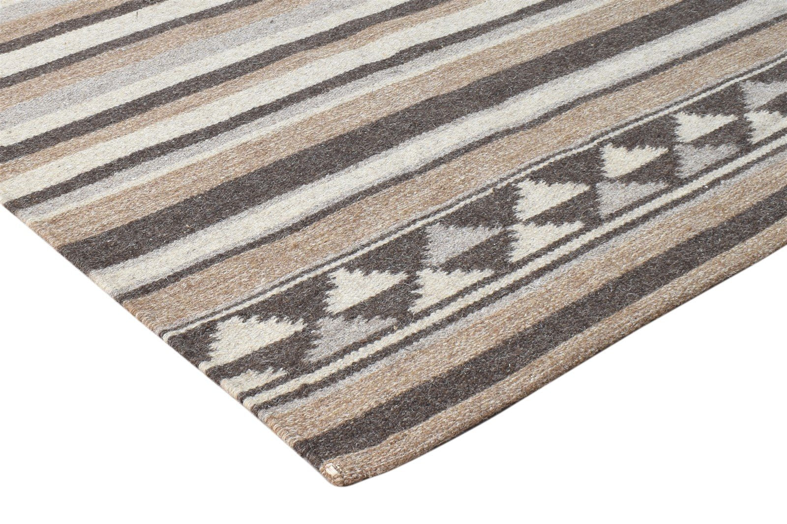 Wool Brown Rug 3' X 5' Tribal Dhurrie American Southwestern Room Size Carpet   7864670224533