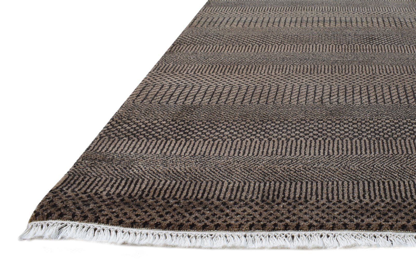 Wool Brown Rug 4' X 6' Modern Hand Knotted Agra Grass Trellis Room Size Carpet   7865148539029