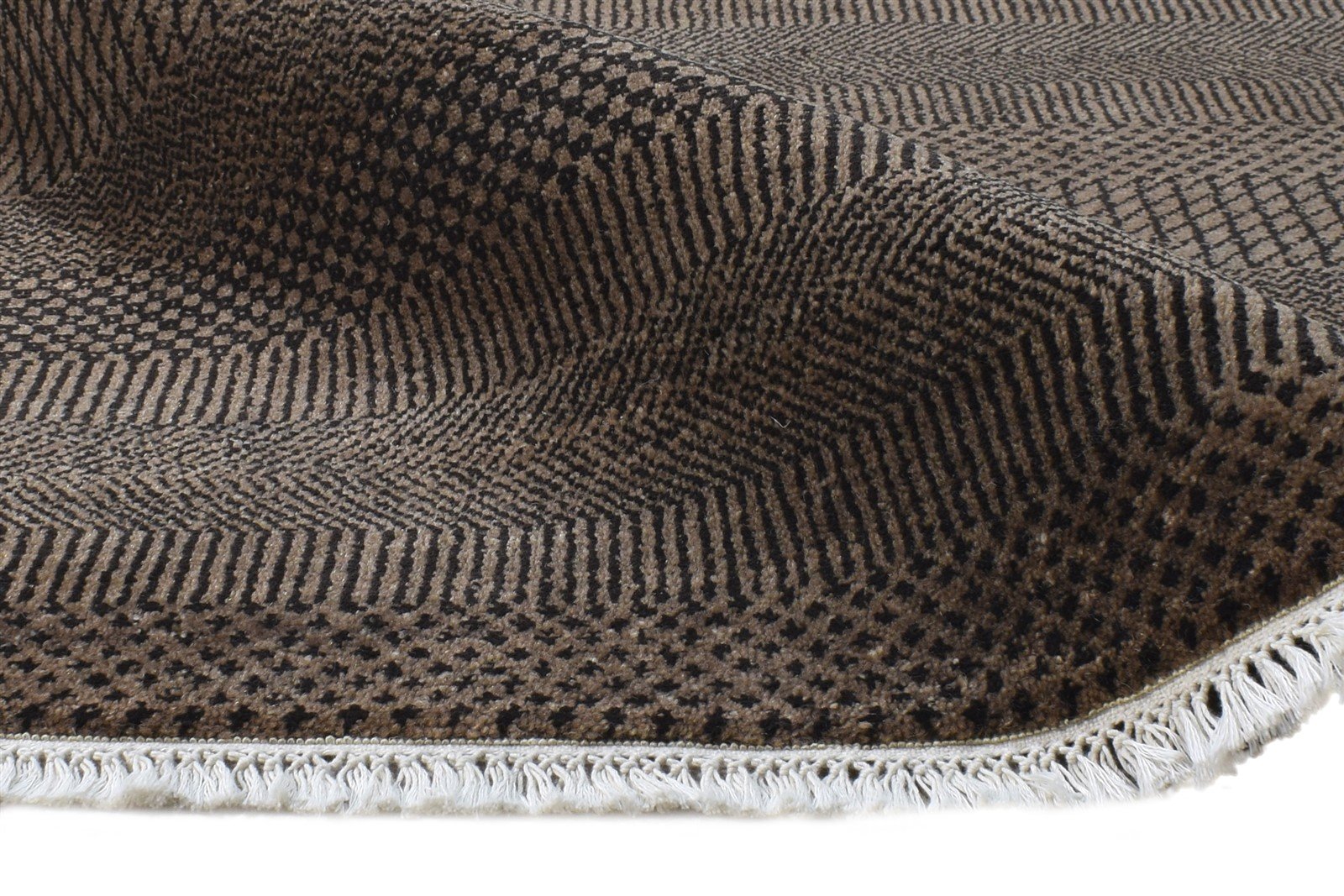 Wool Brown Rug 4' X 6' Modern Hand Knotted Agra Grass Trellis Room Size Carpet   7865148539029