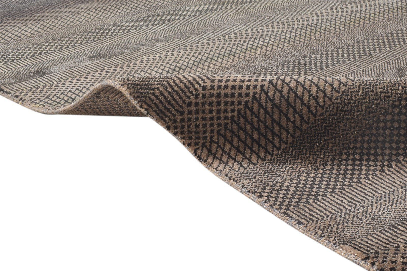 Wool Brown Rug 4' X 6' Modern Hand Knotted Agra Grass Trellis Room Size Carpet   7865148539029