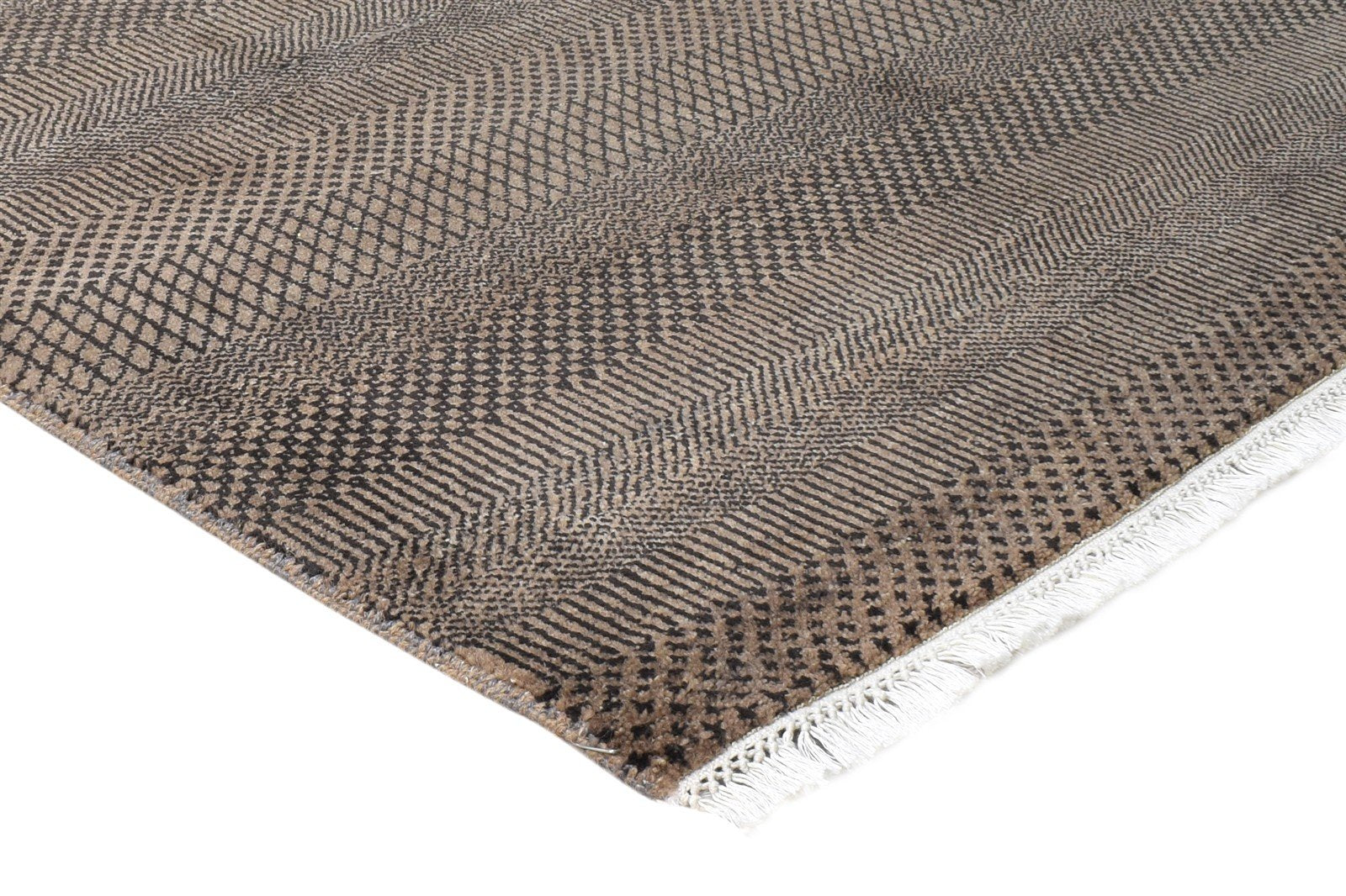 Wool Brown Rug 4' X 6' Modern Hand Knotted Agra Grass Trellis Room Size Carpet   7865148539029