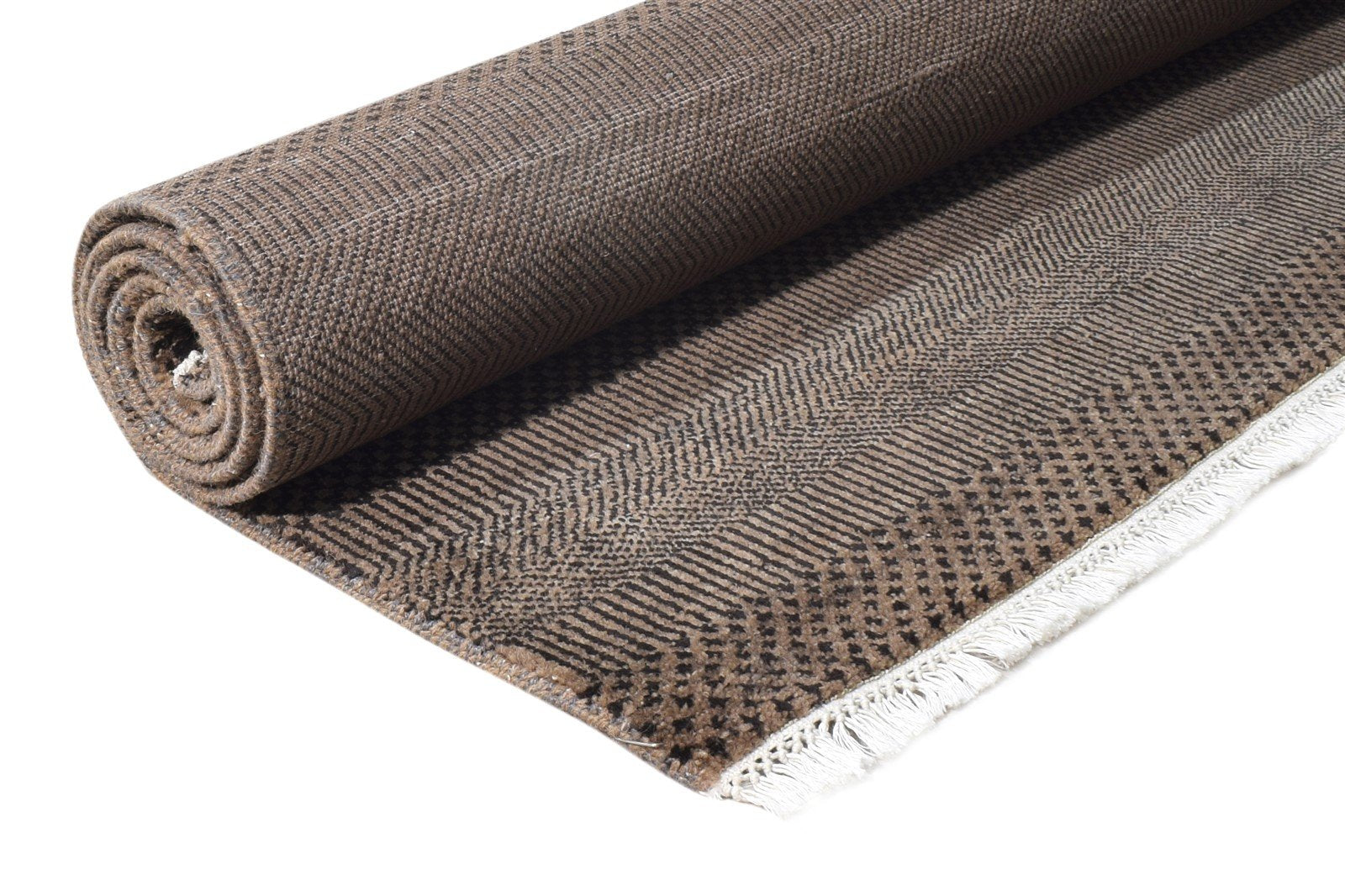 Wool Brown Rug 4' X 6' Modern Hand Knotted Agra Grass Trellis Room Size Carpet   7865148539029