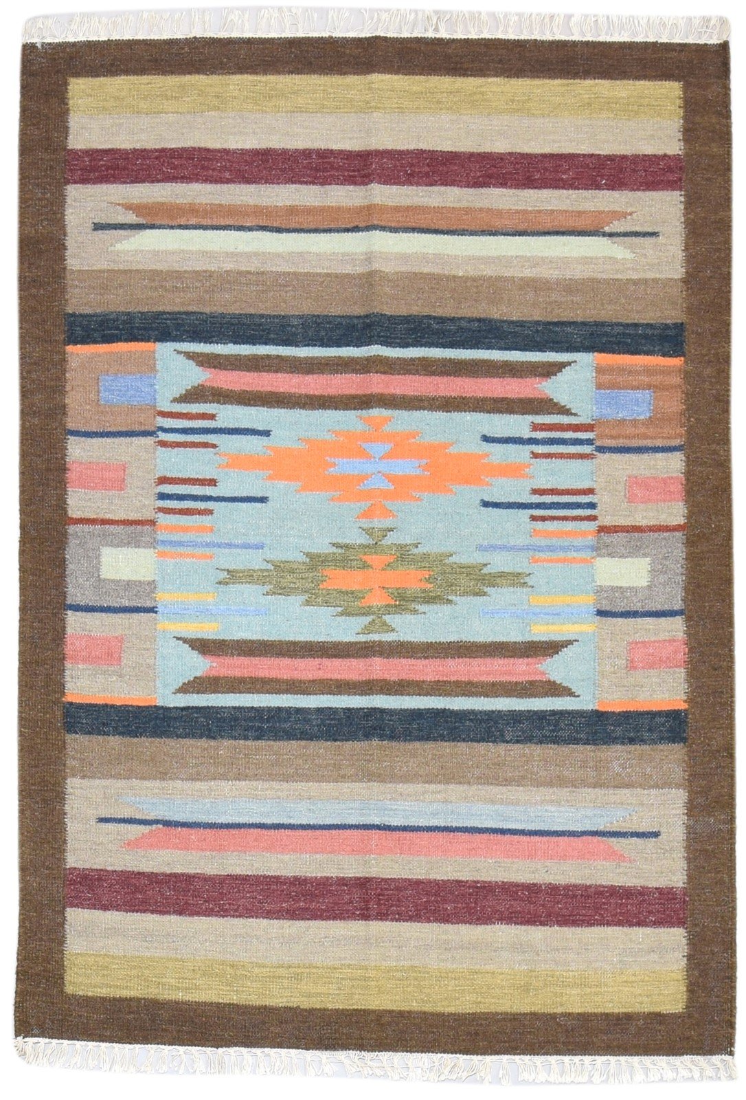Wool Brown Rug 4' X 6' Persien Dhurrie Oriental Tribal Room Size Carpet   7864348868757