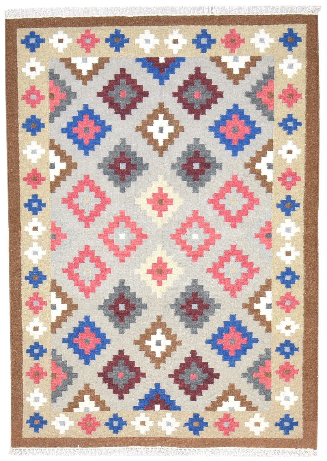 Wool Brown Rug 5' X 7' Persian Dhurrie Southwestern Tribal Room Size Carpet   7864377442453