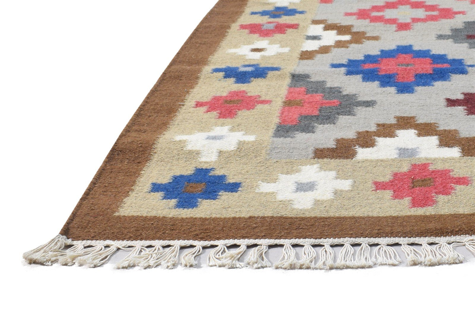 Wool Brown Rug 5' X 7' Persian Dhurrie Southwestern Tribal Room Size Carpet   7864377442453