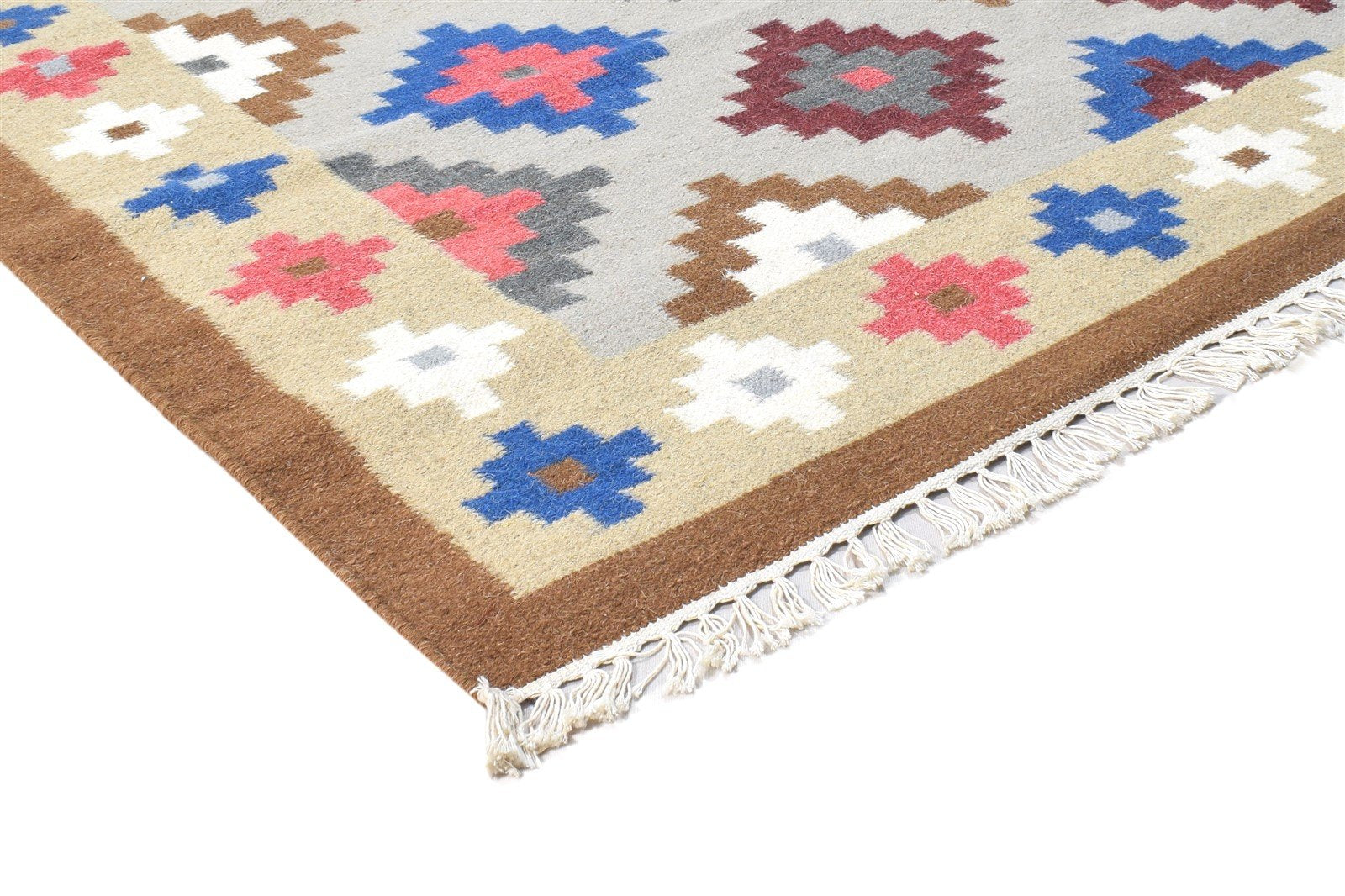 Wool Brown Rug 5' X 7' Persian Dhurrie Southwestern Tribal Room Size Carpet   7864377442453
