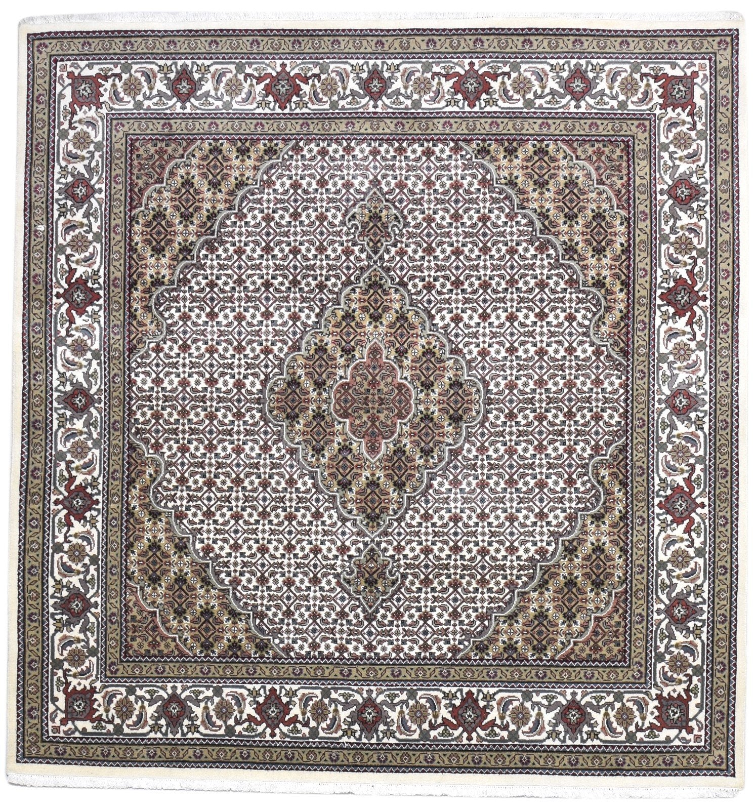 Vivie Wool Brown Rug 6' X 6' Persian Hand Knotted Bijar Oriental   7864862572693