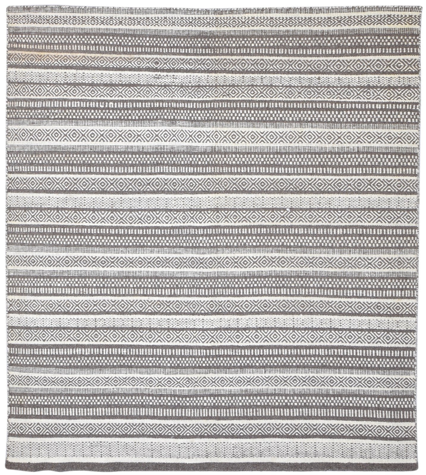 Wool Brown Rug 7' X 7' Modern Dhurrie Scandinavian Tribal Large Carpet   7864935776405