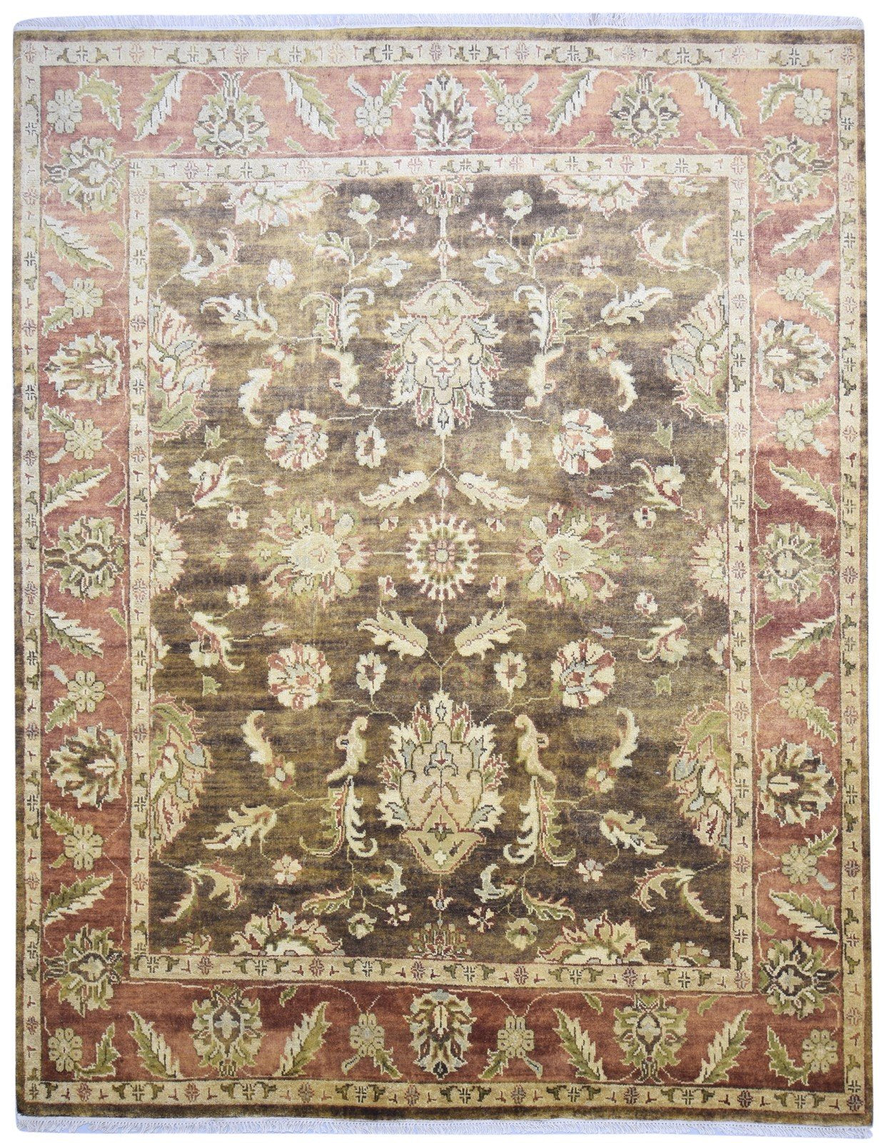 Wool Brown Rug 8' X 10' Persian Hand Knotted Agra Oriental Large Carpet   7864168054933
