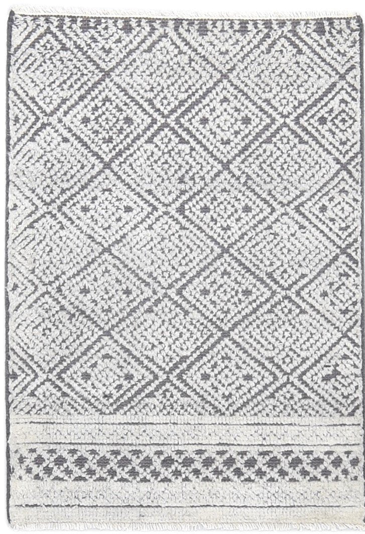 Rebeca Wool Charcoal Rug 2X3 Modern Hand Knotted Scandinavian Geometric   7864331862165