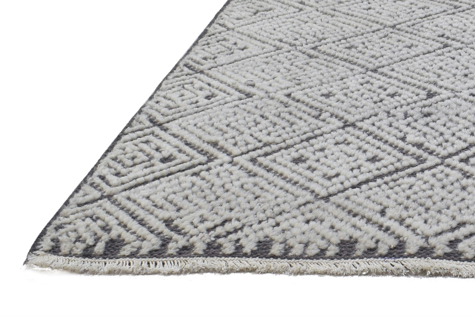 Rebeca Wool Charcoal Rug 2X3 Modern Hand Knotted Scandinavian Geometric   7864331862165