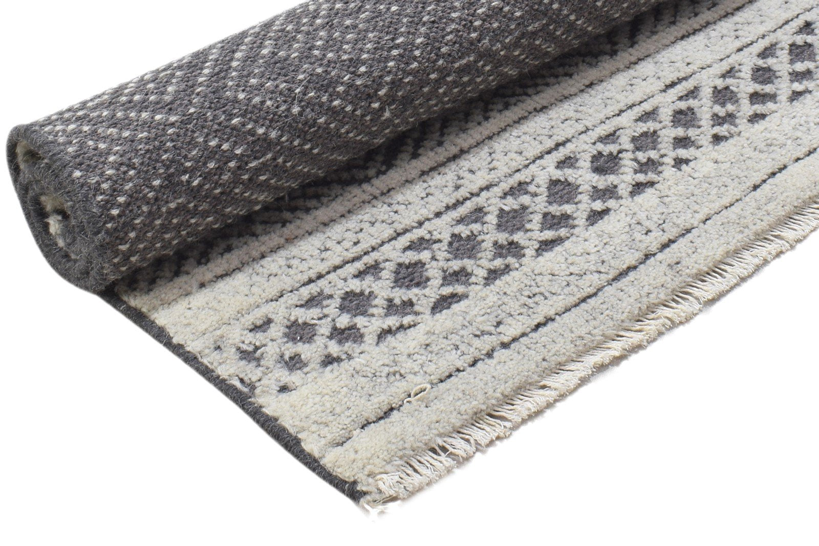 Rebeca Wool Charcoal Rug 2X3 Modern Hand Knotted Scandinavian Geometric   7864331862165