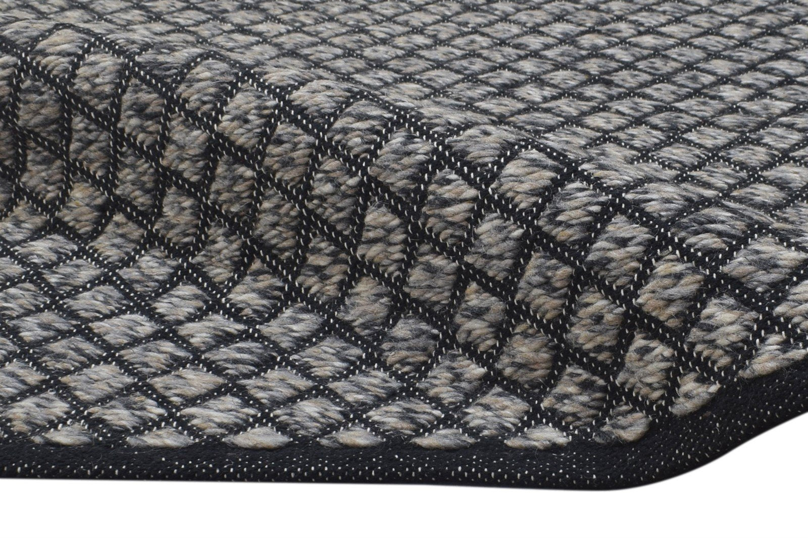 Wool Charcoal Rug 5' X 8' Modern Dhurrie Scandinavian Diamond Room Size Carpet   7864488984725