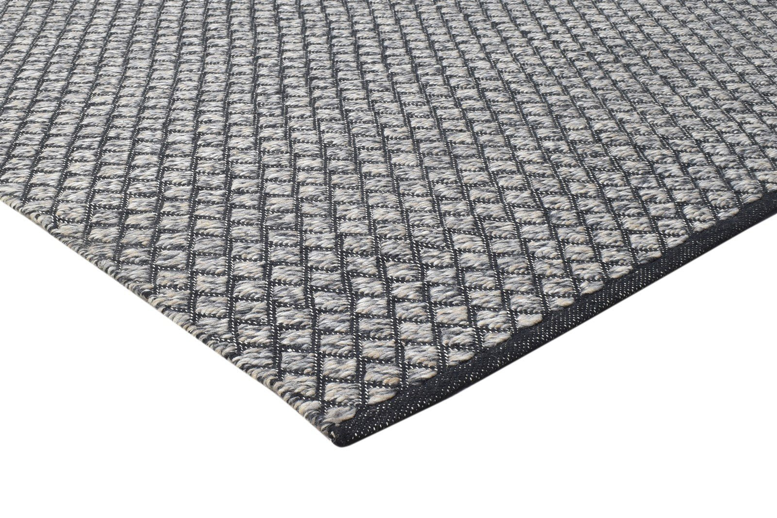 Wool Charcoal Rug 5' X 8' Modern Dhurrie Scandinavian Diamond Room Size Carpet   7864488984725