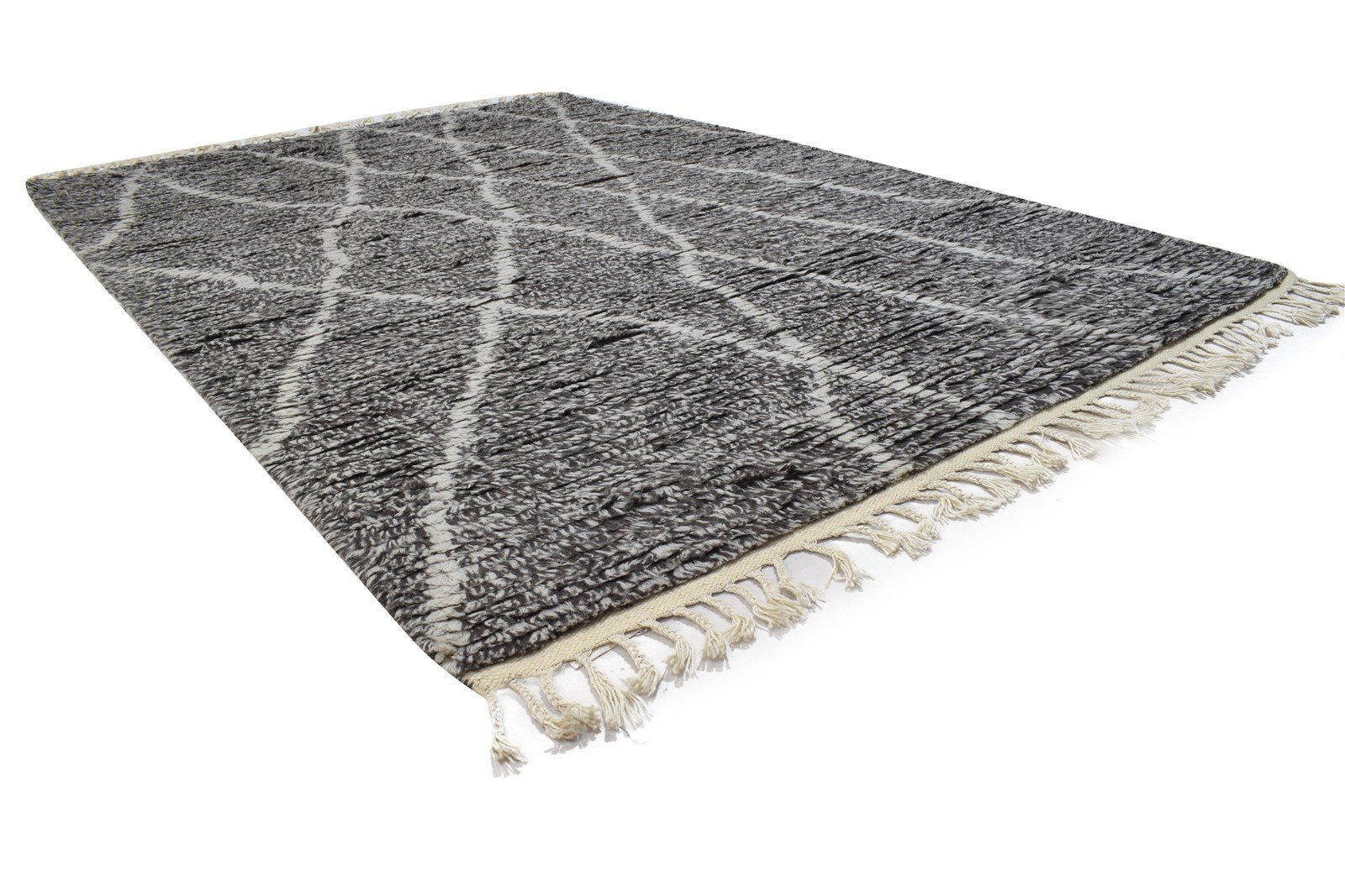 Wool Charcoal Rug 5' X 8' Modern Hand Knotted Moroccan Abstract Room Size Carpet   7864157995157