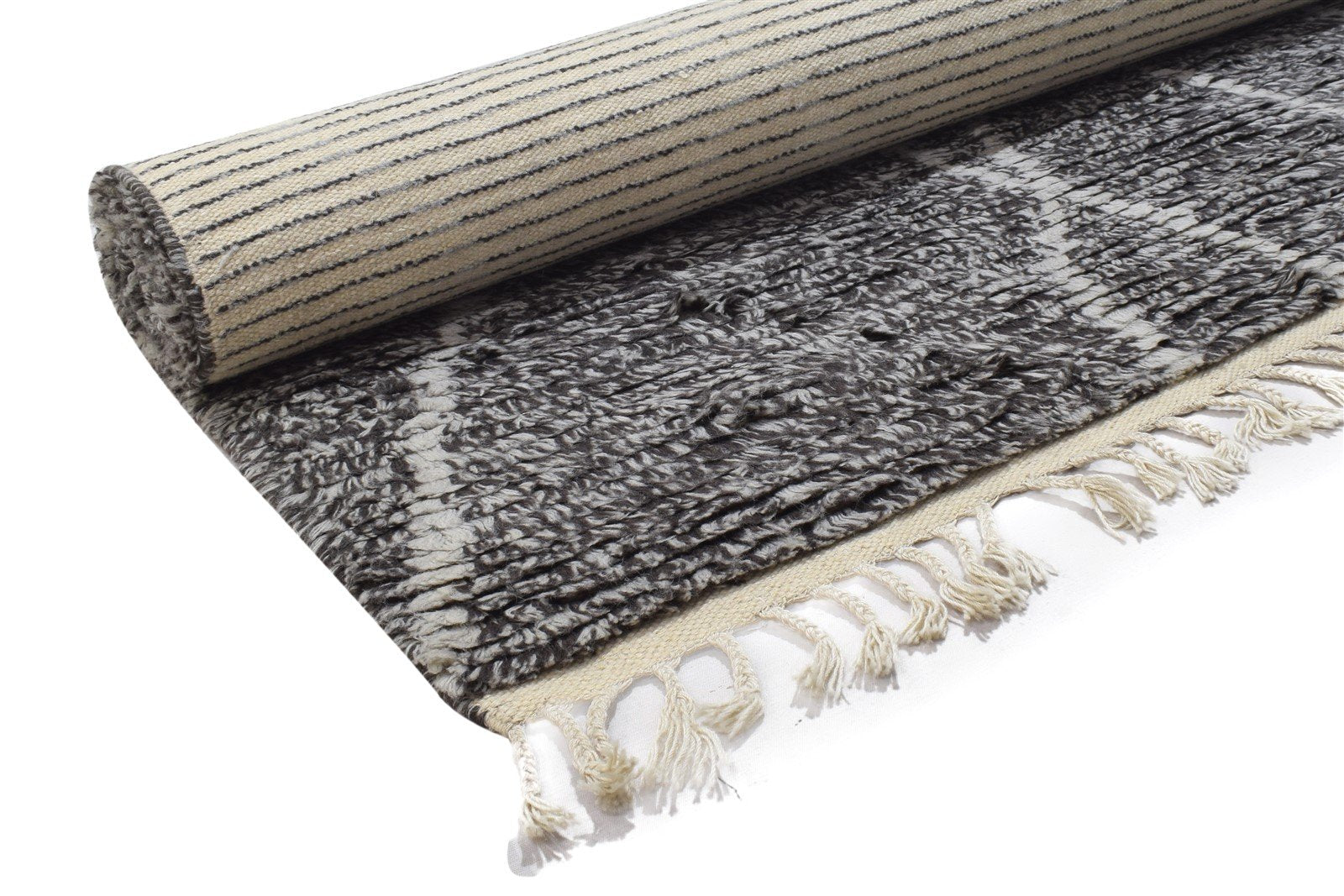 Wool Charcoal Rug 5' X 8' Modern Hand Knotted Moroccan Abstract Room Size Carpet   7864157995157