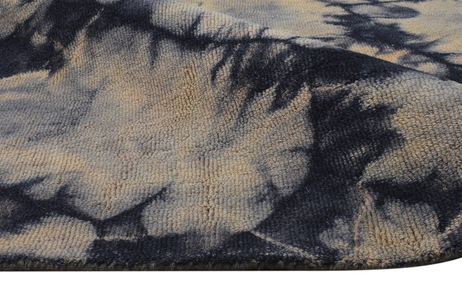 Wool Charcoal Rug 5' X 8' Modern Hand Tufted Shibori Tie Dye Room Size Carpet   7865206243477
