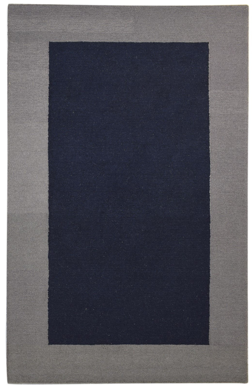 Wool Charcoal Rug 5X8 Modern Hand Tufted Scandinavian Bordered Room Size Carpet   7860687732885