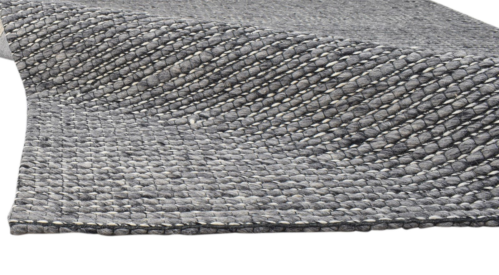 Wool Charcoal Rug 5X8 Modern Hand Woven Scandinavian Striped Room Size Carpet   7860680622229