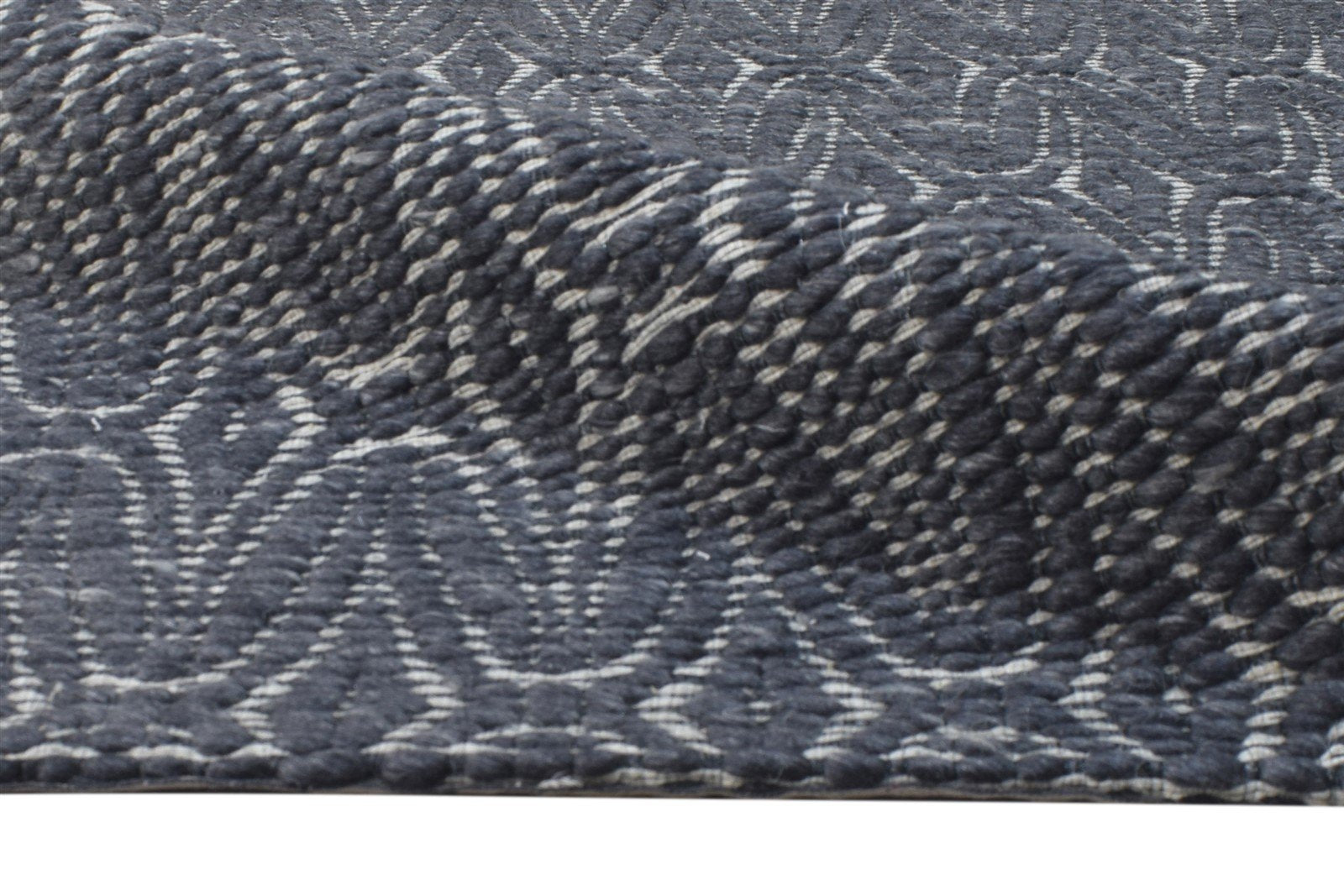 Wool Charcoal Rug 5X8 Modern Jacquard Loom Scandinavian Nordic Room Size Carpet   7864585257109