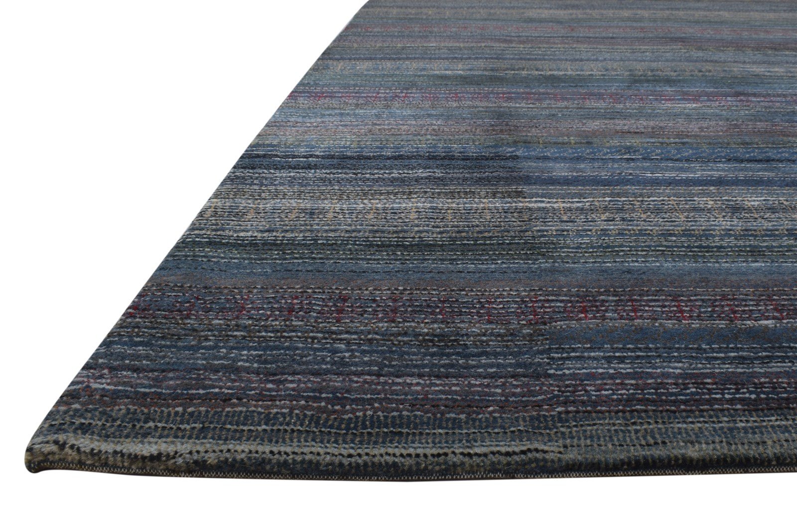 Wool Charcoal Rug 6' X 10' Modern Hand Knotted Bohemian Striped Large Carpet   7864174313621