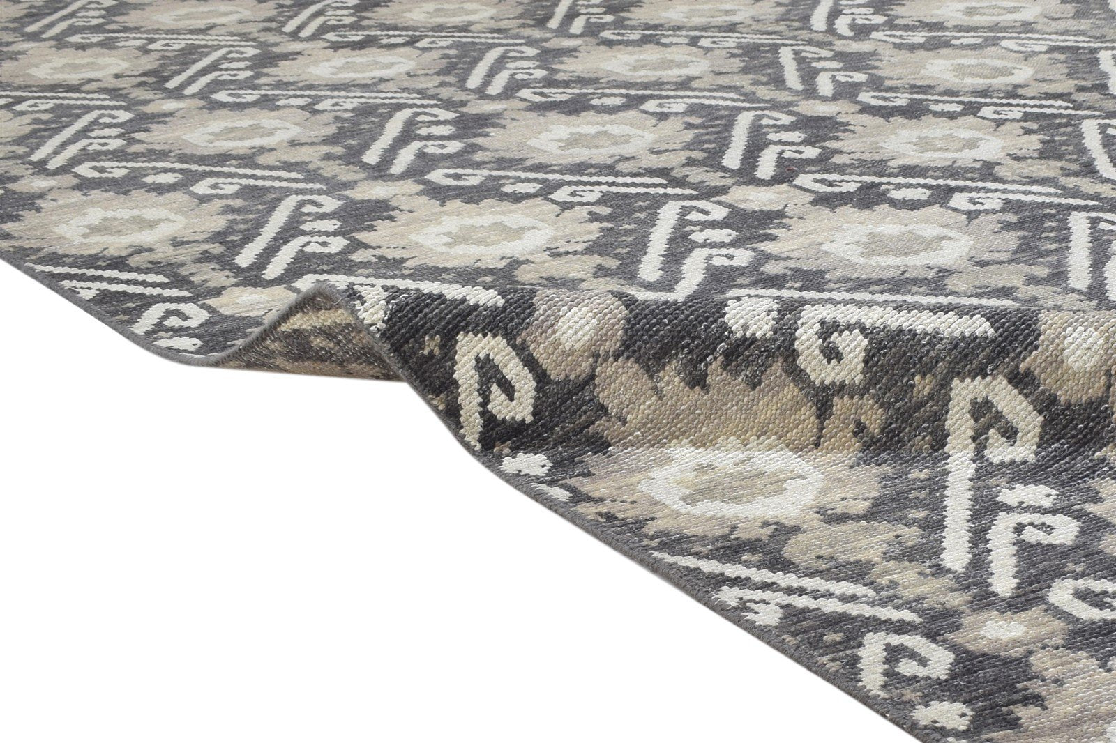 Wool Charcoal Rug 8' X 10' Modern Hand Knotted Moroccan Ikat Large Carpet   7864165695637