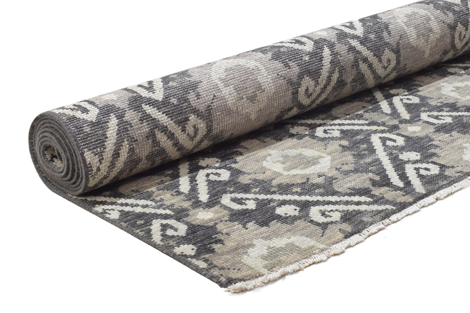 Wool Charcoal Rug 8' X 10' Modern Hand Knotted Moroccan Ikat Large Carpet   7864165695637