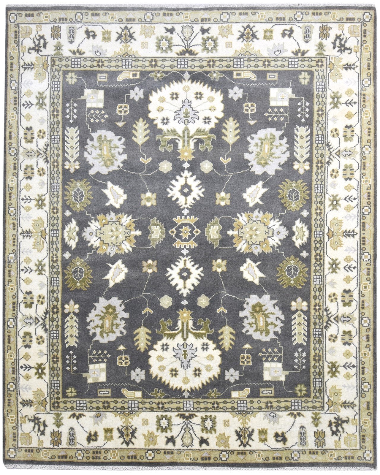 Wool Charcoal Rug 8' X 10' Persian Hand Knotted Oushak Oriental Large Carpet   7864326094997