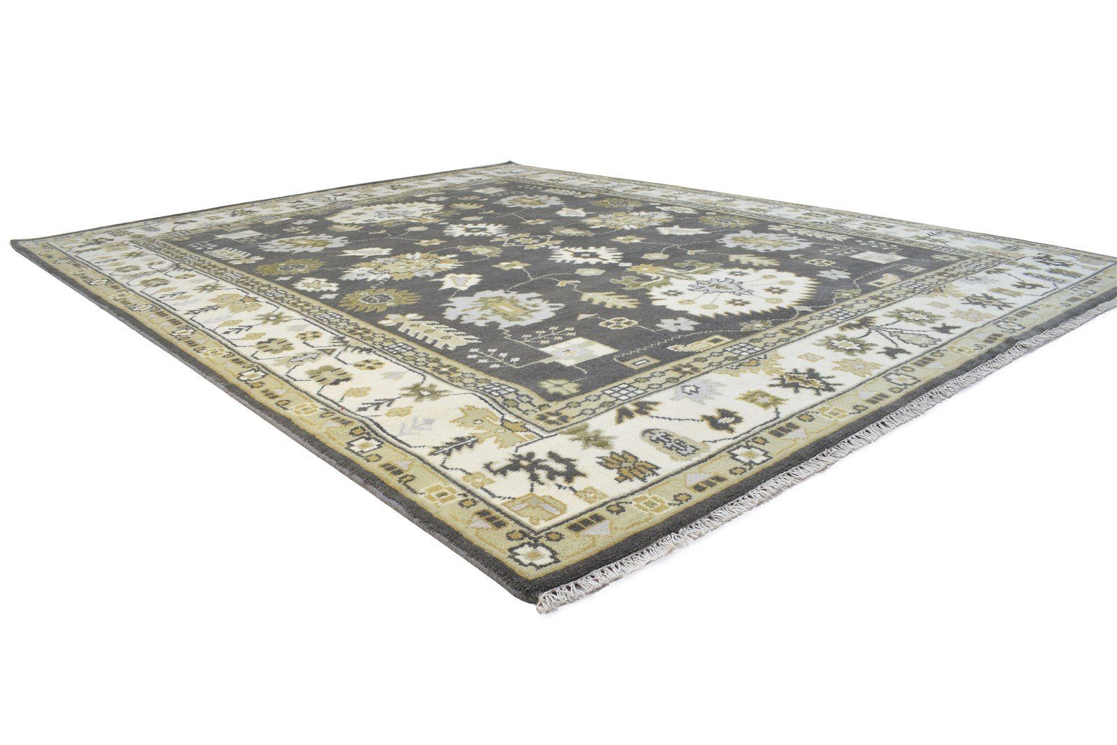 Wool Charcoal Rug 8' X 10' Persian Hand Knotted Oushak Oriental Large Carpet   7864326094997