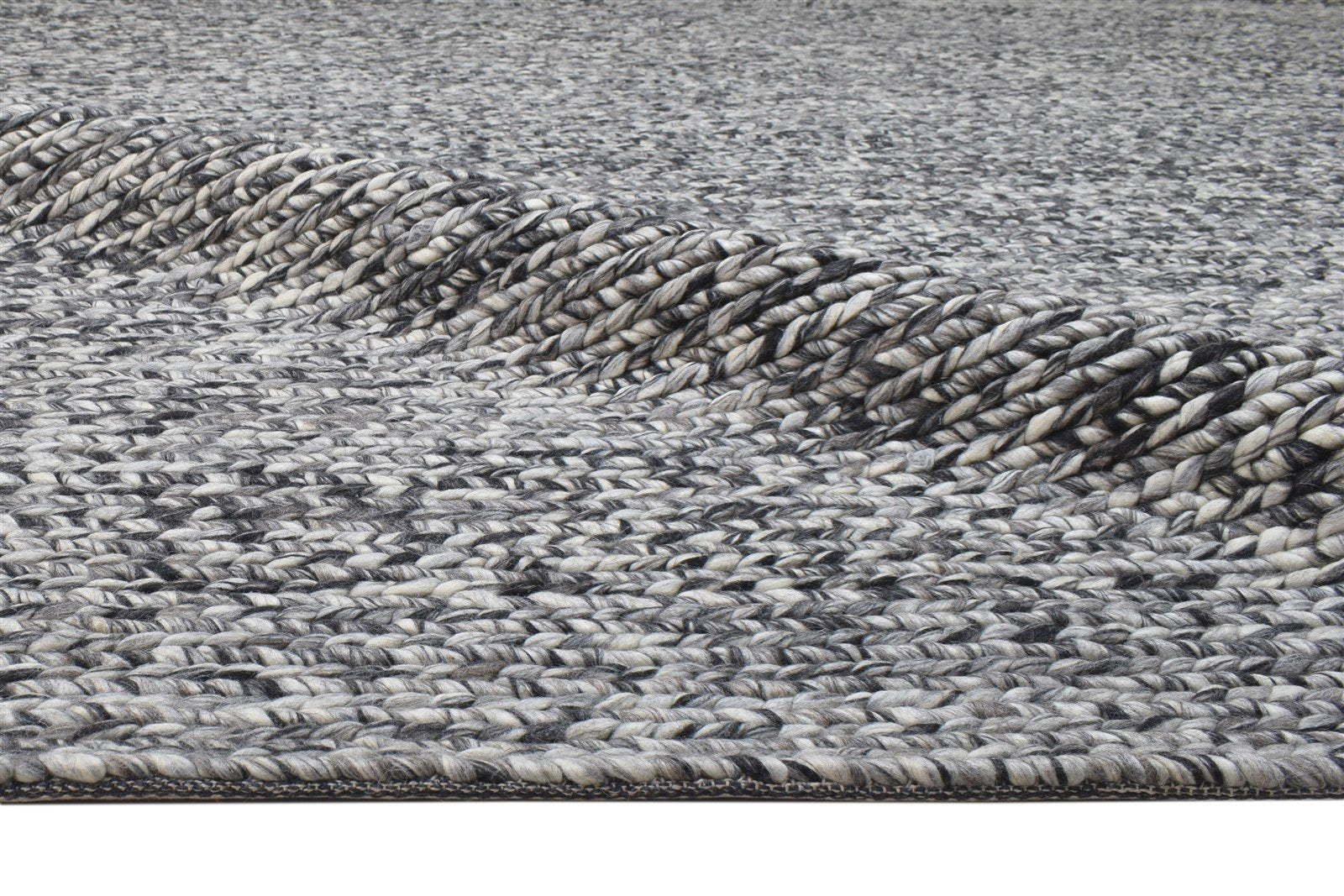 Wool Charcoal Rug 8' X 11' Modern Hand Woven Scandinavian Solid Large Carpet   7864102944917