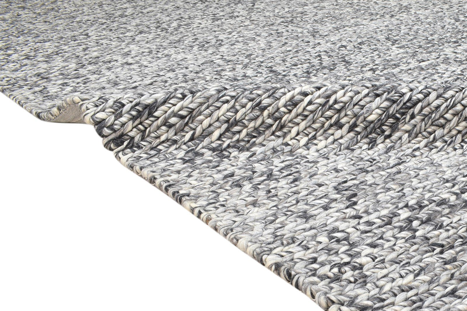 Wool Charcoal Rug 8' X 11' Modern Hand Woven Scandinavian Solid Large Carpet   7864102944917