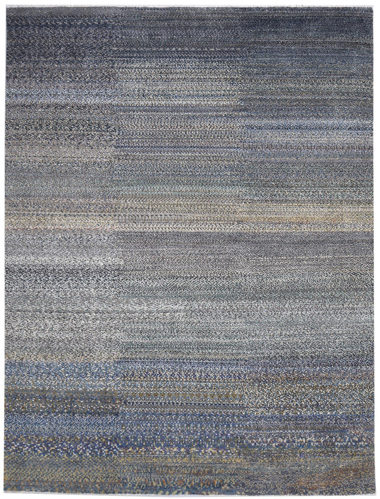 Wool Charcoal Rug 9X12 Modern Hand Knotted Indian Abstract Extra Large Carpet   7864322162837