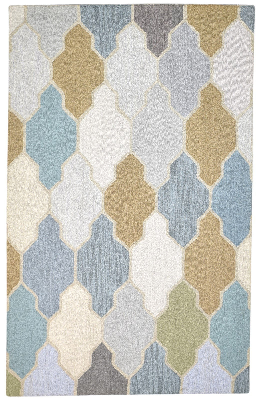 Wool Colorful Rug 5X8 Modern Hand Tufted Scandinavian Trellis Room Size Carpet   7864096096405