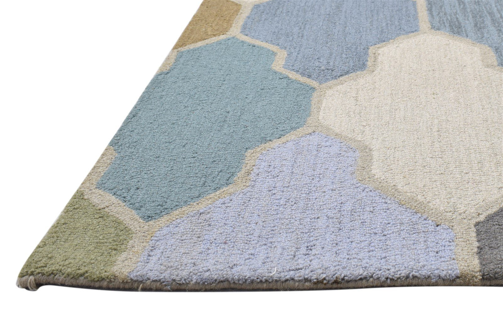 Wool Colorful Rug 5X8 Modern Hand Tufted Scandinavian Trellis Room Size Carpet   7864096096405