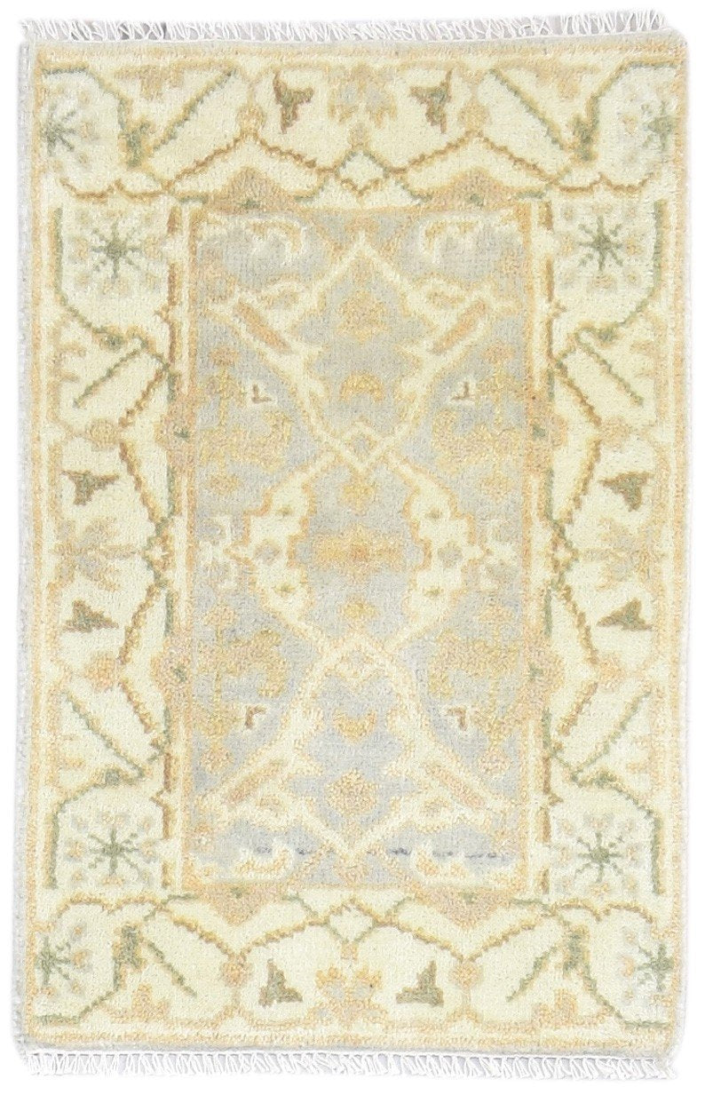 Wool Cream Rug 2' X 3' Persian Hand Knotted Oushak Oriental Small Carpet   7864191746197