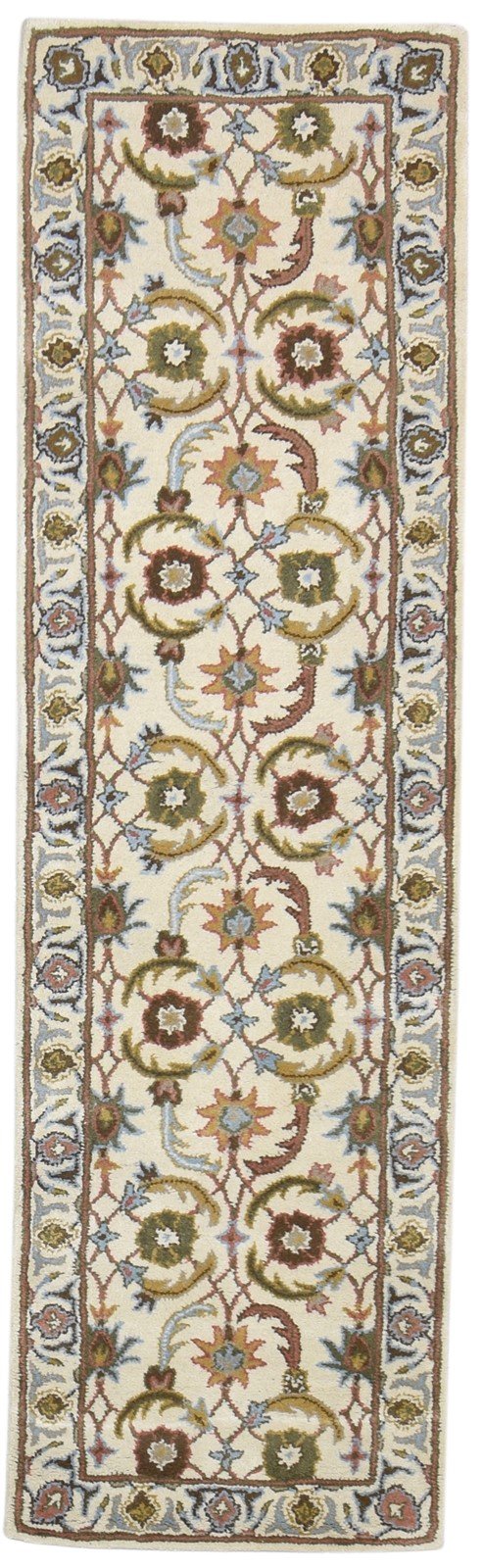 Wool Cream Rug 2' X 8' Persian Hand Tufted Kashan Oriental Small Runner   7864854380693