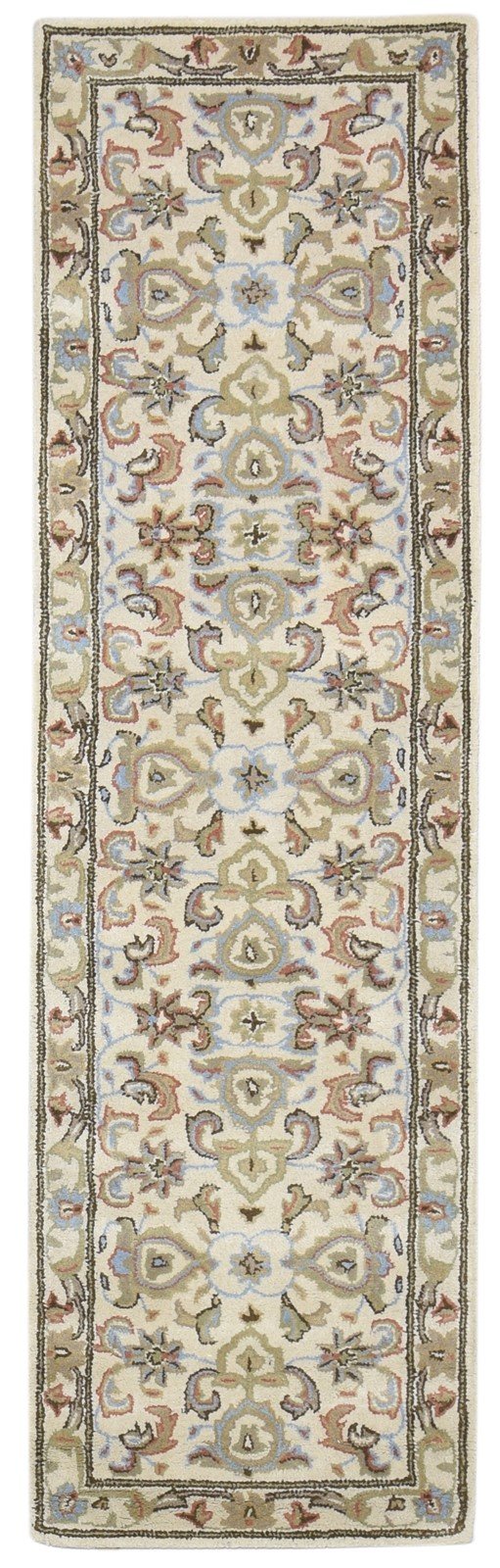 Wool Cream Rug 2' X 8' Persien Hand Tufted Kashan Oriental Small Runner   7864855855253