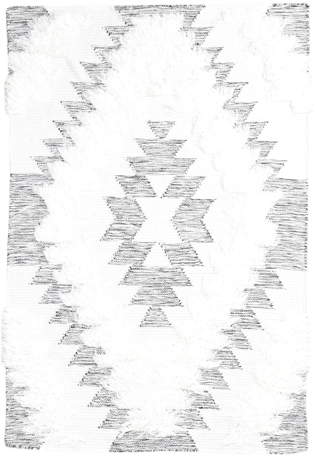 Wool Cream Rug 4' X 6' Modern Hand Woven Scandinavian Diamond Room Size Carpet   7865139658901