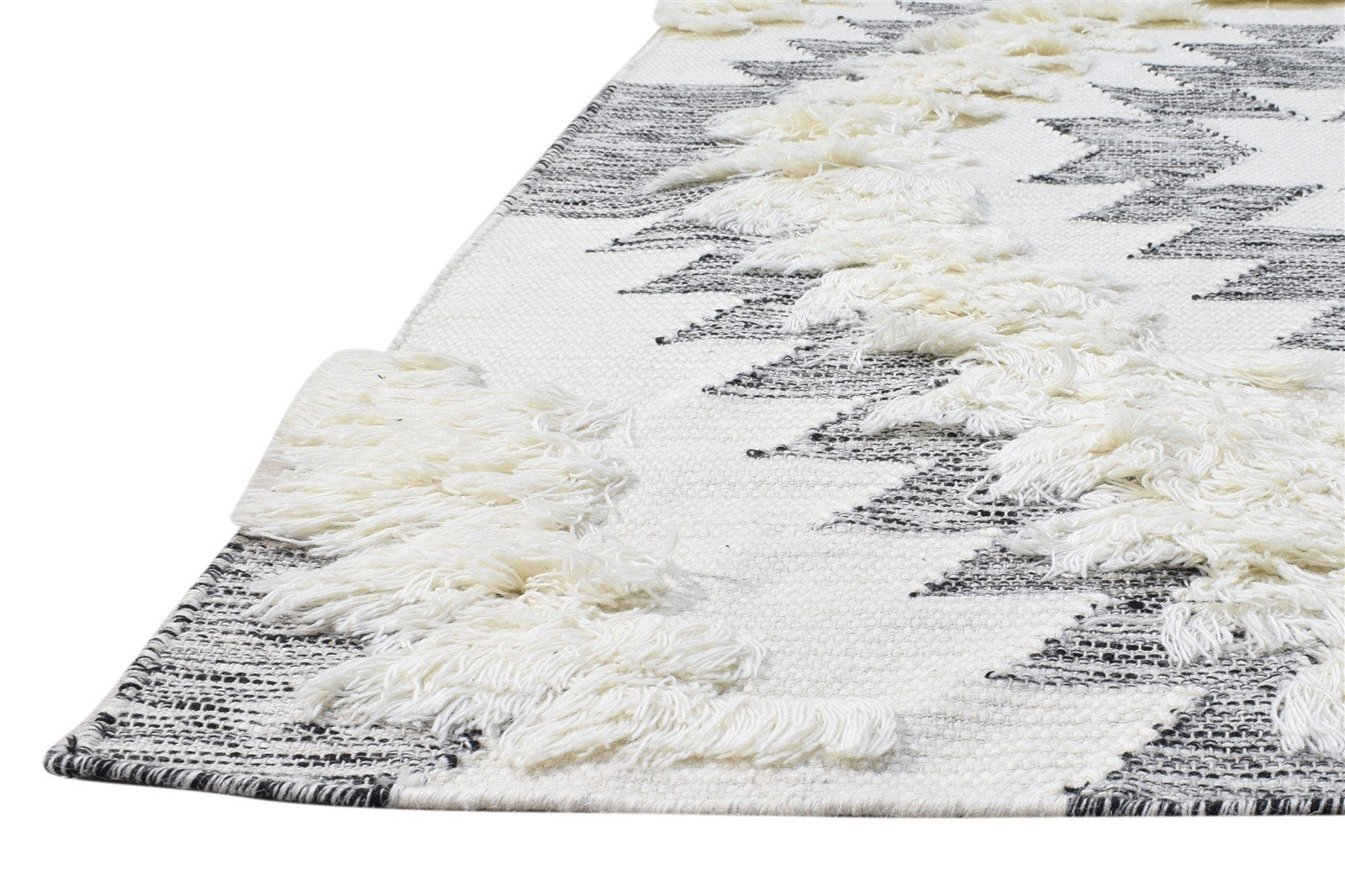 Wool Cream Rug 4' X 6' Modern Hand Woven Scandinavian Diamond Room Size Carpet   7865139658901