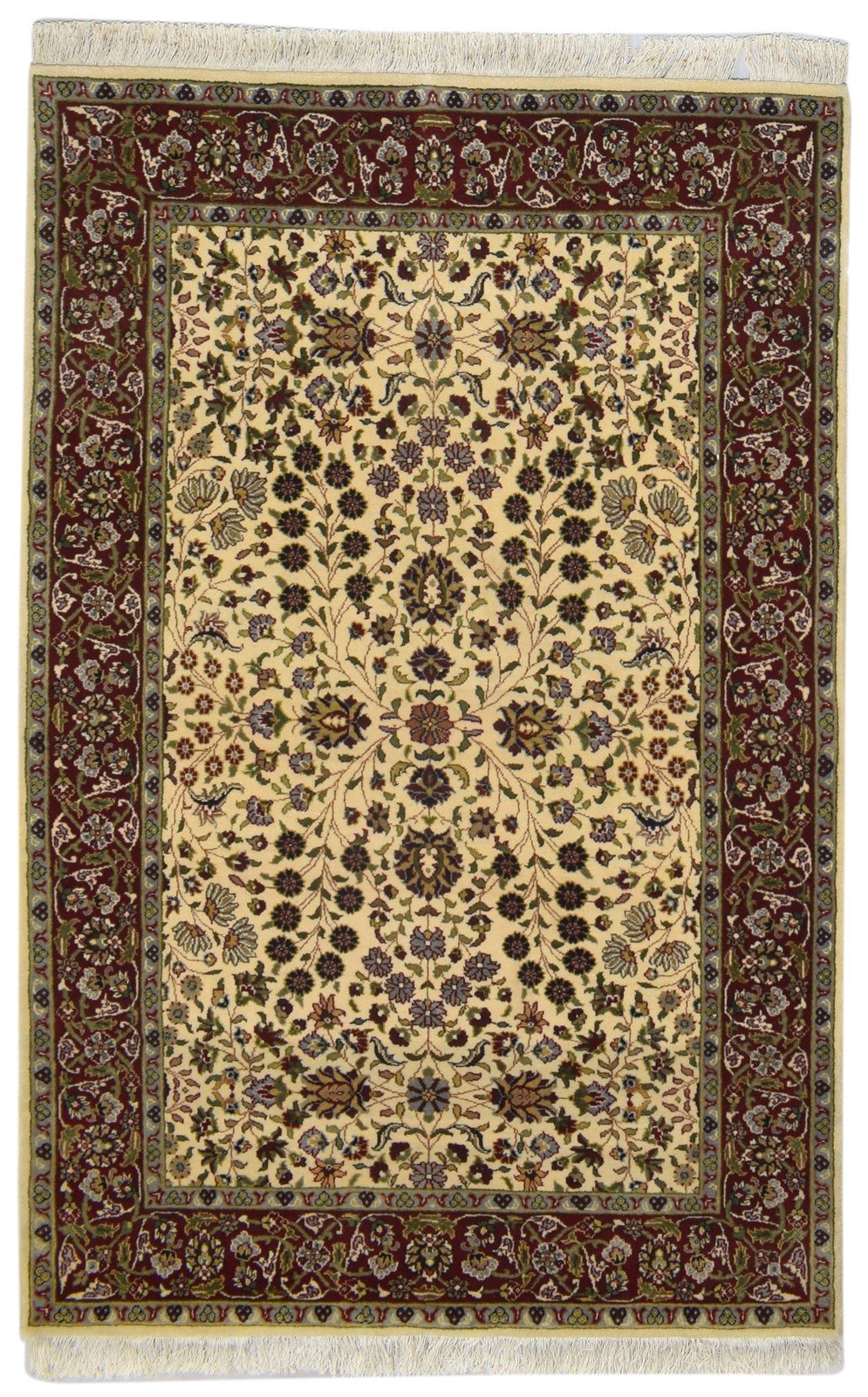 Wool Cream Rug 4' X 6' Persian Hand Knotted Kashan Oriental Room Size Carpet   7864090198165